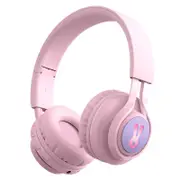 Headset Bluetooth Headphones Wired Wireless Cute Light Up RGB Headphones Music Girls Headphones - Pink