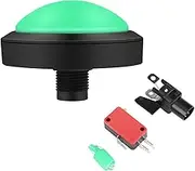 GRCFUMO 100mm Massive Button, New LED Buttons Console Replacement, Dome Shaped LED Illuminated Push Buttons for Buttons Machine (100#-Green + Three-Legged Switch + LED Light)