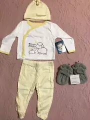 The Peanutshell Baby Unisex Fleece Booties Grey plus a 3-PC Gerber Set