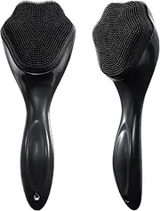 Silicone Face Scrubber Exfoliating Brush 2 Pack for Men, Beomeen Manual Handheld Facial Cleansing Brush Blackhead Scrubber, Soft Bristles Waterproof for Face Skincare, Black