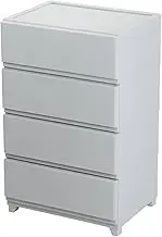 JEJ Astage Decorative Civo Storage Chest with Wall, Wide, 4 Tiers, Light Gray, Made in Japan, W21.3 x D16.4 x H33.9 inches (54 x 41.7 x 86.1 cm)