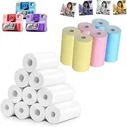 16 Rolls of Kids Instant Refill Paper, Thermal Printing Refill Paper Roll Photo Print HD, Suitable for Most Kids Instant Cameras （10 Rolls of White + 6 Rolls of Colored）