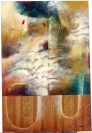 Original Paintings Two-Piece Abstract by TREY - Looks Like a Brewing Storm