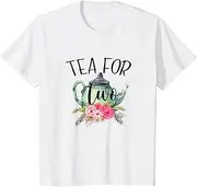 [X.Style] Kids Tea for Two Tea Lover 2nd Birthday for Girl 2 Years Old ds1086 T-Shirt (S) White