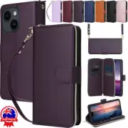 For iPhone 16 15 14 13 12 11 Pro Max 8 7 Plus Zip Wallet Case Leather Flip Cover
