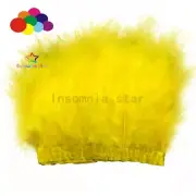 2 Meter fluffy Yellow Turkey feather with satin ribbon Width 6-7" Trims DIY