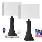Set of 2 Touch Control Table Lamps 21.6" 3-Way Dimmable Bedside Black Set of 2