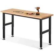 ENJOYWOOD 60 Inch Heavy Duty Workbench Workstation Work Table Rubberwood Top Workbench for Woodworking Shop Home Office