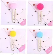 Ciieeo Bright Light Mini Hair Clips 18pcs Candy Pompon Shape Paper Clip Bookmarks
