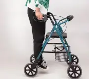 Steady Aluminum Alloy Rollator Walker Elderly Walking Aid 4 Wheels Adult Shopping Trolley Stroller With Armerest