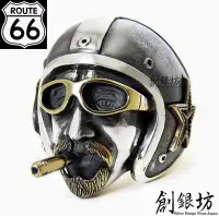 在飛比找Yahoo!奇摩拍賣優惠-【創銀坊】Route 66 哈雷 騎士 925純銀 戒指 6