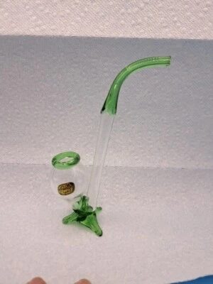 Bohemian Blown Glass Port Wine Brandy Sipper Pipe Original Sticker Crystal Czech