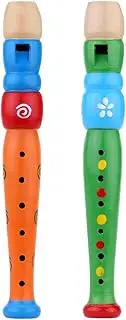 Tovip 2PCS Wooden Kid Flute Musical Instrument Early Education Develop Recorder Woodwind Musical Educational Toy for Children (Random Color)