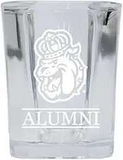 James Madison Dukes College Alumni 2 Ounce Square Shot Glass laser etched Officially Licensed Collegiate Product
