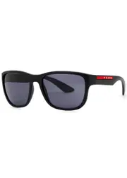 Prada Linea Rossa - Wayfarer-style Sunglasses Black, Matte, Designer Plaque at Arms, 100% UV Protection One Size