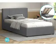 ALFORDSON Bed Frame King Single Gas Lift Storage Base Grey Fabric TRICIA