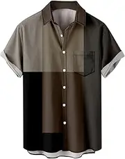 [BYONIC] Men Short Sleeve, Printed Shirts Button Down Beach Shirts Retro Holiday Clothes