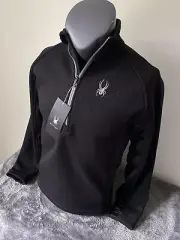 SPYDER Men's 1/2 Zip Outbound Mid Wt Black Long Sleeve Thick Fleece Jacket Sz S