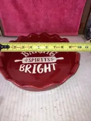 Christmas Red Pie Plate/Dish 9" Baking Spirits Bright Rae Dunn INSPIRED DWK