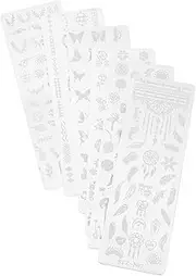 Healeved 6pcs Nail Transfer Printing Plate Nail Polish Stamper Nail Embellishments Manicure Stencils Nail Art Stamping Templates French Tip Stencils for Nails Nail Kits Nail Decal Stencils