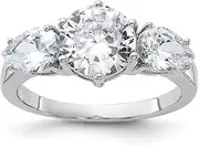 [JewelryWeb] 925 Sterling Silver Polished CZ Cubic Zirconia Simulated Diamond Ring - Ring Size Options Range: N to P