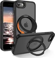 YINLAI for iPhone SE Case (2020/2022), iPhone 7/8 Case, [Compatible with MagSafe] with Magnetic 360° Rotatable Ring Stand Slim Shockproof Protective Phone Cases for iPhone SE 4.7", Black