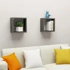 Grey Wall Cube Shelves Set of 2 Floating Storage Units 30x15x30 cm Home Decor