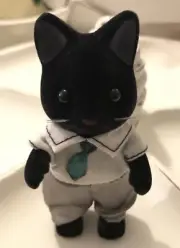 Calico Critters Tuxedo Cat Family Dad Figure Black Sylvanian Families dressed