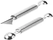 OFFSCH 2pcs Melon Baller Corer Fruit Scraper Slicer Watermelon Scoop Tool Remover Melon Ball Holder Dessert Ball Spoon Melon Ball Maker Melon Cutter Grape Cutter Stainless Steel