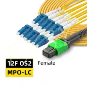 MPO Female to 6 LC Duplex 12F OS2 SM Optic Fiber Breakout Jumper Cable MPT to LC