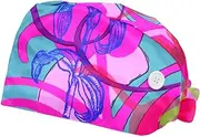 [WOSHJIUK] Working Hat 2 Pack Scrub Caps for Women,Word Game,Tie Back Cap Adjustable Scrub Hat