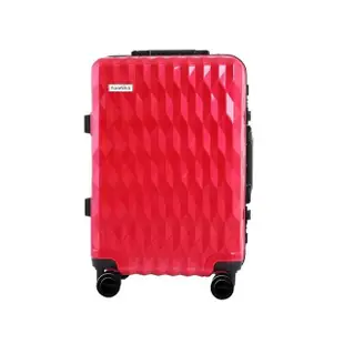 【FUNWORLD】【全新福利品】20吋鑽石紋經典鋁框輕量行李箱/旅行箱(瑰麗紅)