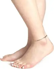 10K Yellow Gold Cuban Curb Chain Bracelet Anklet For Women 10 2.5mm