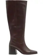 [Oxford] Jeanie Leather Knee Boots in Mahogany