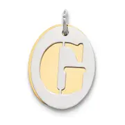Sterling Silver Gp Initial G Double Plate Oval Charm