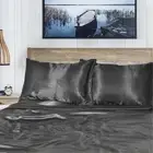 1000TC Silk Silky Feel Single/KS/Double/Queen/King Fitted, Flat Sheet Set-Grey