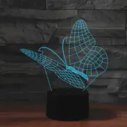 Butterfly Shape 3D Colorful LED Vision Light Table Lamp, Crack Remote Control Version