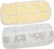 Yardwe 2Pcs Stroller Handle Covers Absorbent Cotton Burp Cloths Lengthened Towel for Easy Cleaning Random Style for Parents and Comfort