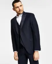 Alfani Mens Slim fit Tuxedo Suit Jacket Blazer 40 R Blue Argyle/Diamond