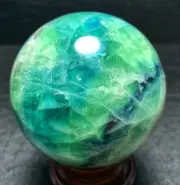 TOP 720 G Ø 77mm Natural Fluorite Quartz Crystal Sphere Ball Healing YCXF129