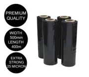 4 X Stretch Film Black Cast 25 U 500MM x 400M Plastic Pallet Wrap Shrink Hand