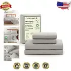 4-Piece Luxury Organic Cotton Sheet Set - Soft Percale King - Snowdrop Color