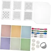 yuksok Sashiko Pattern Template Kit Embroidery Kit Cross Stitch Kit Threads Water Soluble Sewing Set for Crafts Patchwork Clothes, A