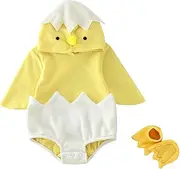 [Generic] Baby Animal Hooded Romper Boy Girl Long Sleeve Zipper Flannel Cosplay Jumpsuit Unisex Winter Autumn Warm Clothes Baby Onsies3 6 (Yellow, 18-24 Months)