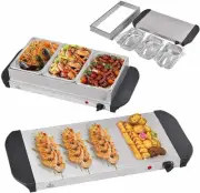 Food Warmer Buffet Electric Server Bain Marie Stainless Steel 1.5L X 3 Tray