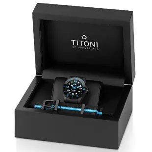 TITONI 梅花錶 Seascoper CarbonTech 海洋探索 天文台認證 600米鍛造碳機械錶-黑藍 42mm 83600 C-BL-256｜樂天領券折300★全館特惠中★指定刷卡回饋10%