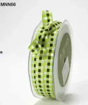 3/8" SOLID/WOVEN CHECK ribbon - May Arts - MNN66 - Green/Black/White - 5 Yards