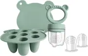 Silicone Breast Milk Popsicle Mold & Fresh Food Teether Feeder (Green)