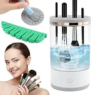 Electric Makeup Brush Cleaner Machine Set, Cosmetic Brush Cleaner with Silicone Makeup Brush Cleaning Mat and Makeup Brush Drying Rack, Automatic Makeup Brush Cleaner Kit