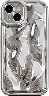 Caseative for iPhone Xr Case, Water Ripple Wave Meteorite Bubble Pattern Chrome Plating Soft Compatible with iPhone Case (Light Silver,iPhone Xr)